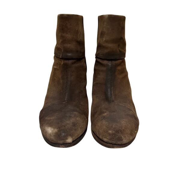 Rag & Bone Brown Suede Heeled Ankle Boots Womens 8.5 Distressed Zip Booties - Picture 4 of 9